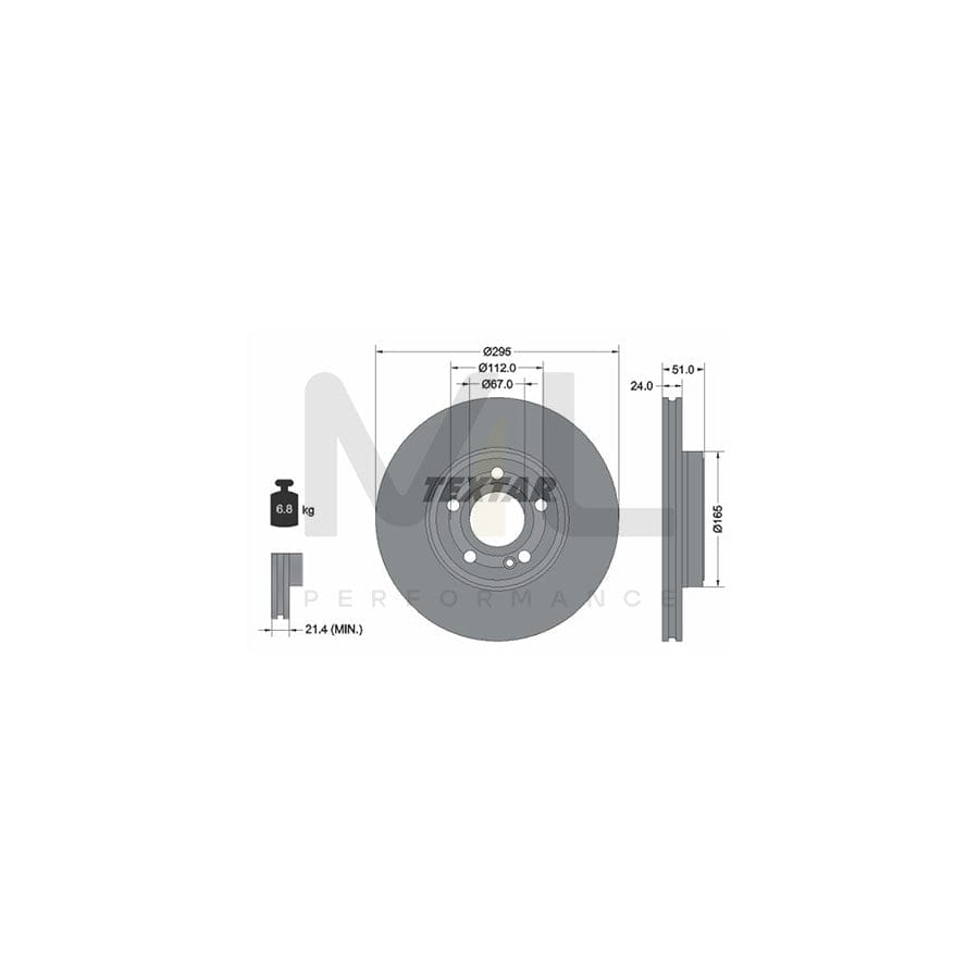 TEXTAR 92323505 Brake Disc Internally Vented, Coated, High-carbon, without wheel hub, without wheel studs  - 1 piece