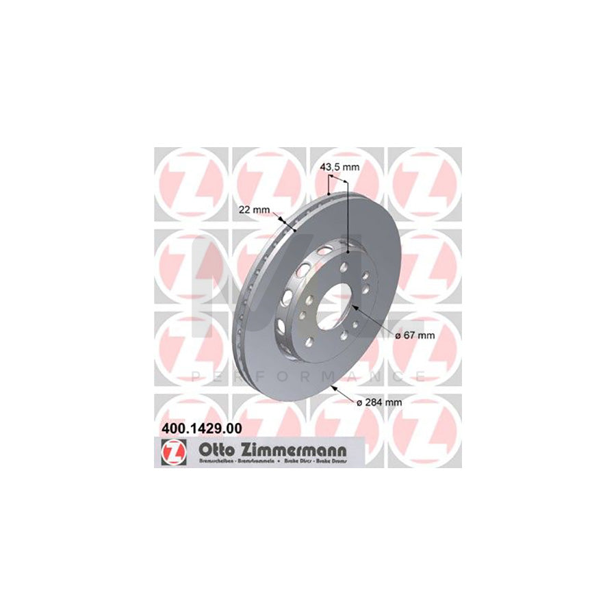 ZIMMERMANN 400.1429.00 Brake Disc Externally Vented  - 1 piece