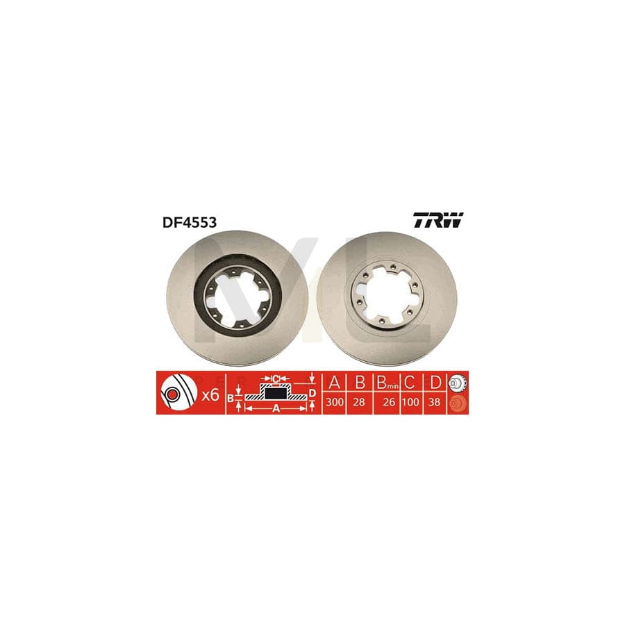 TRW DF4553 Brake Disc Vented, Painted  - 1 piece