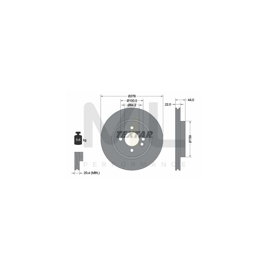 TEXTAR PRO 92107503 Brake Disc Internally Vented, Coated, without wheel hub, without wheel studs  - 1 piece