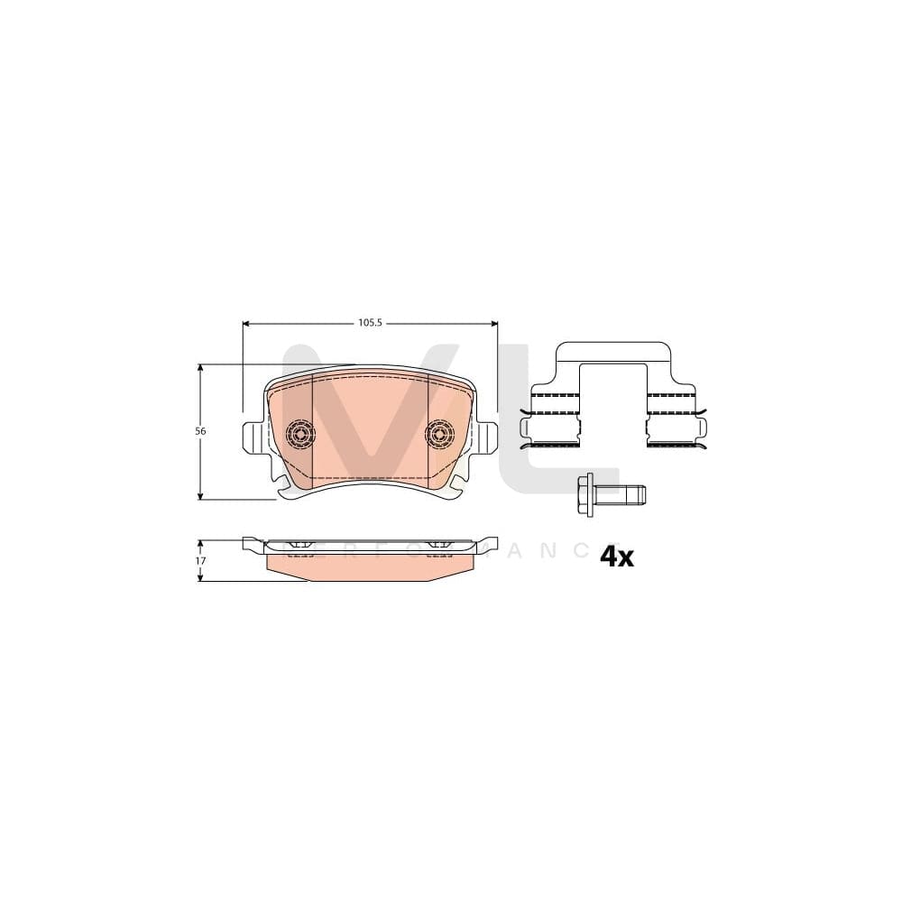 TRW Gdb2083 Brake Pad Set Not Prepared For Wear Indicator, With Brake Caliper Screws, With Accessories