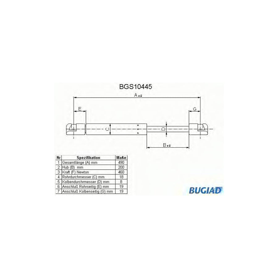 BUGIAD Bgs10445 Tailgate Strut for Ford Sierra