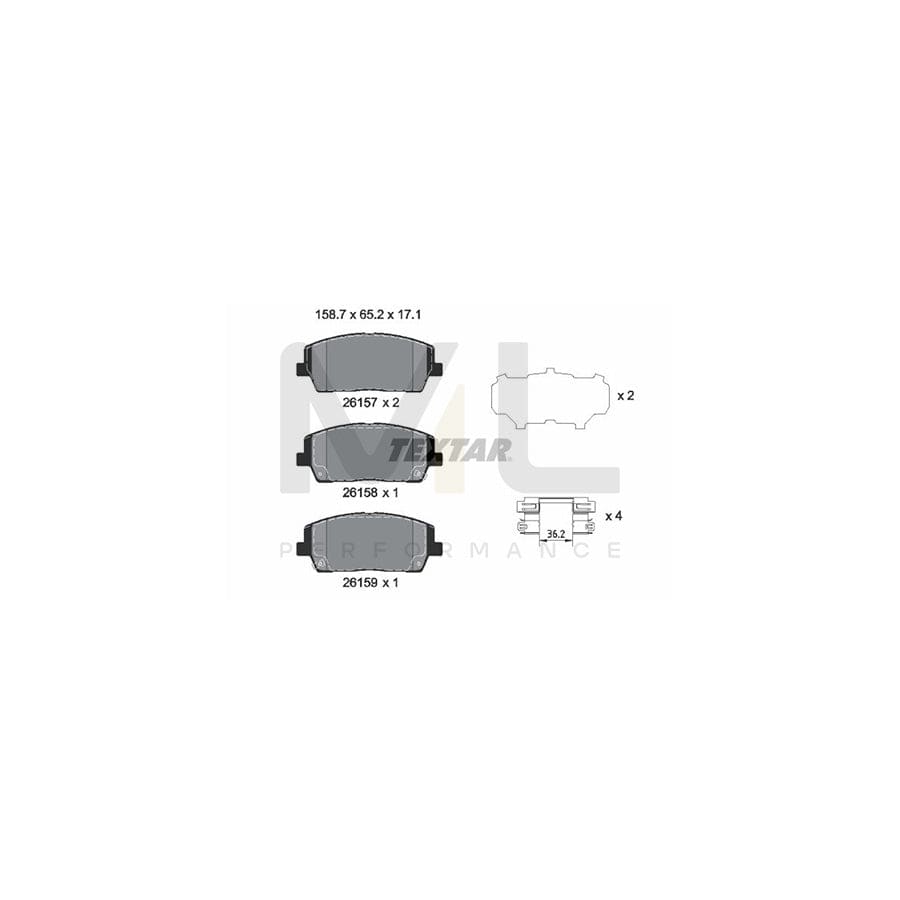 TEXTAR 2615701 Brake pad set with acoustic wear warning, with accessories