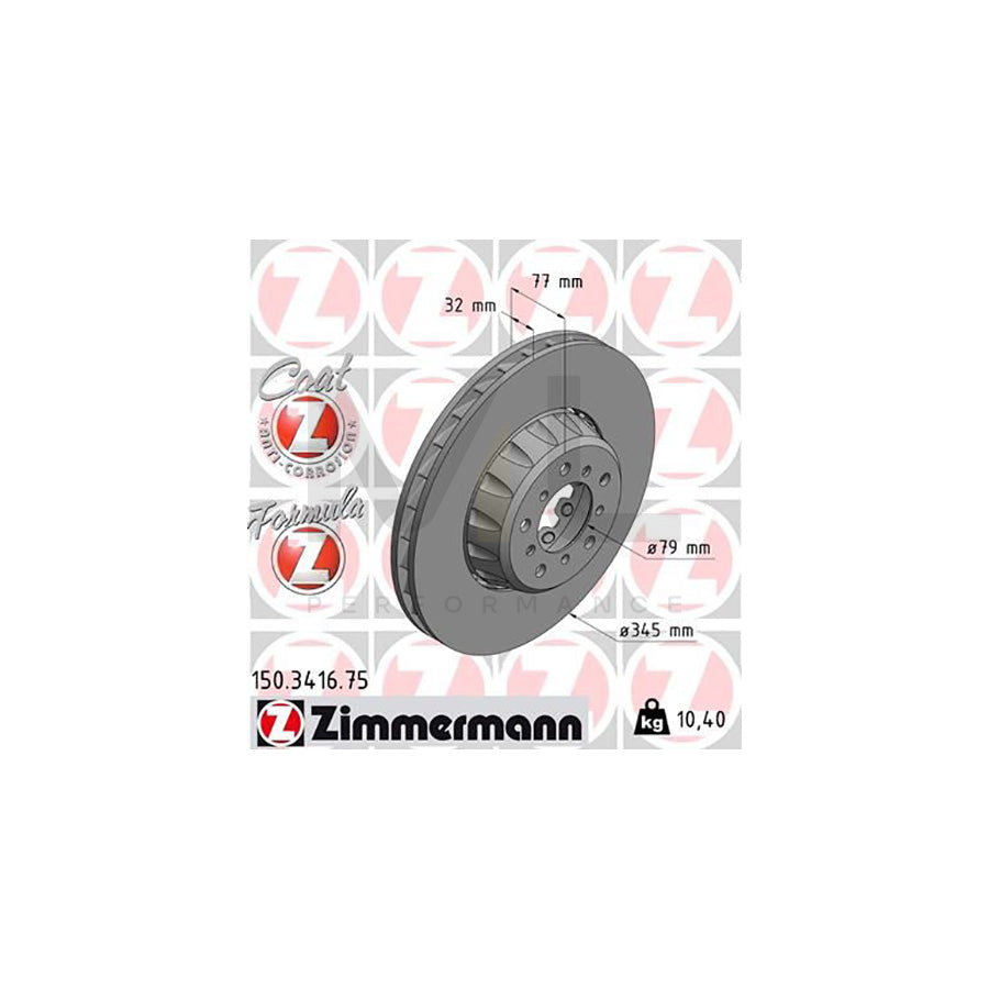 ZIMMERMANN FORMULA Z COAT Z 150.3416.75 Brake Disc for BMW 5 Saloon (E39) Two-piece brake disc, Vented, Coated, Alloyed / High-carbon