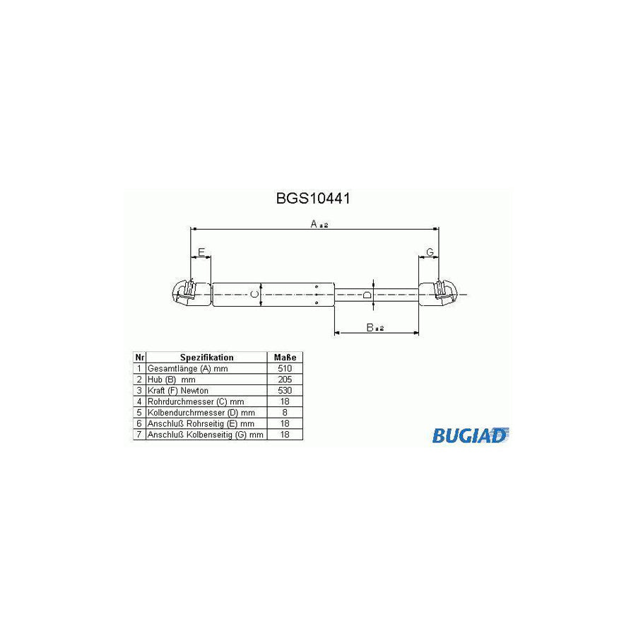 BUGIAD Bgs10441 Tailgate Strut