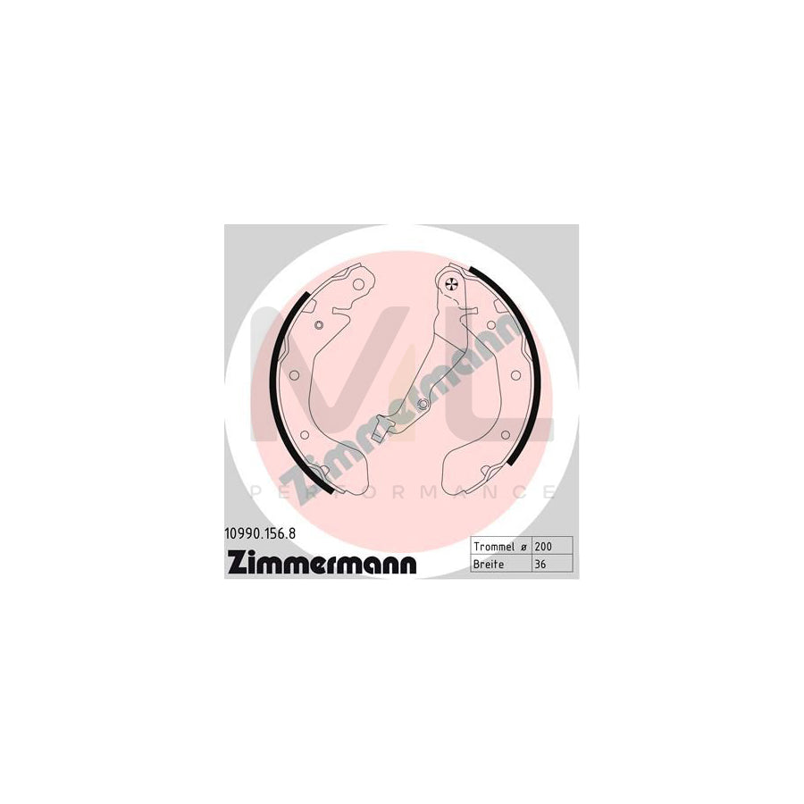 ZIMMERMANN 10990.123.6 Brake Shoe Set Photo corresponds to scope of supply