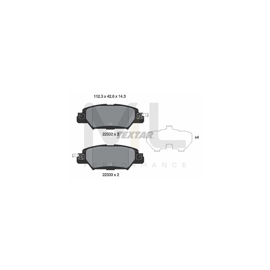 TEXTAR 2233201 Brake pad set with acoustic wear warning, with accessories