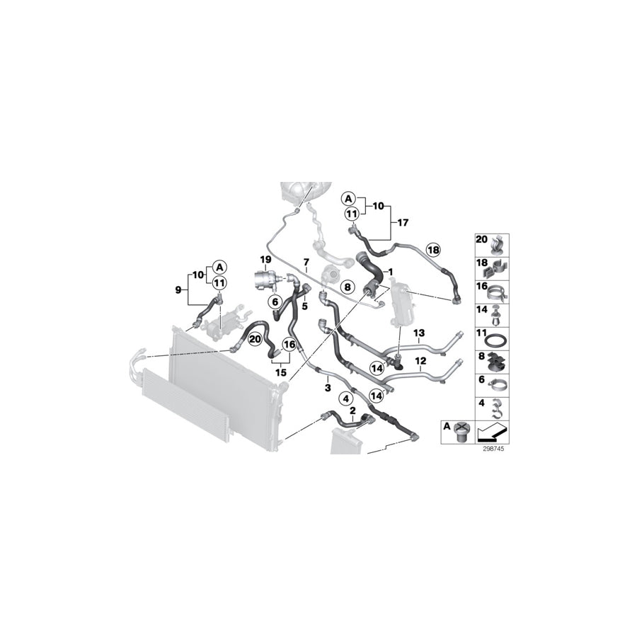 Genuine BMW 17127587359 E70 F32 E72 Hose Clamp L16-28 (Inc. Hybrid X6, X5 M50dX & Hybrid 7L)