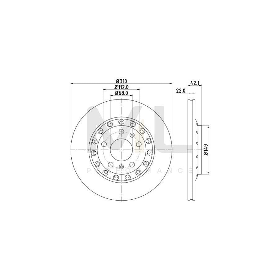 HELLA PRO 8DD 355 113-341 Brake Disc Externally Vented, Coated, without wheel hub, without wheel studs | ML Performance Car Parts
