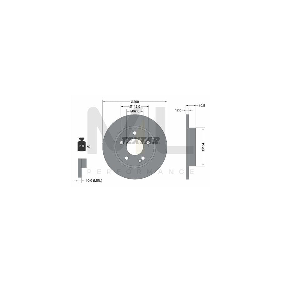 TEXTAR 92091200 Brake Disc suitable for MERCEDES-BENZ A-Class (W168) Solid, without wheel hub, without wheel studs  - 1 piece