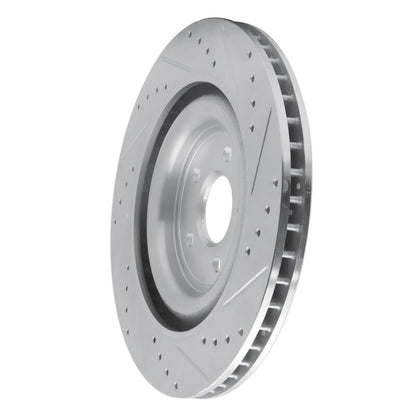 R1 Concepts R1 08-09 Jaguar XKR Right Rear Drilled & Slotted Silver Brake Rotor