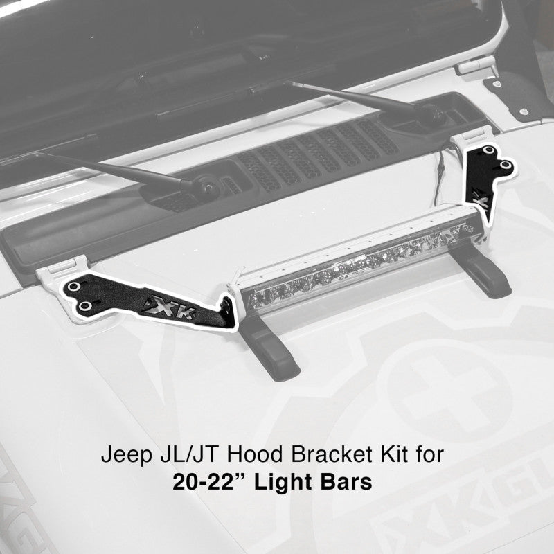 XKGLOW XK Glow Jeep JL JT Hood Light Bar Bracket Kit 20In