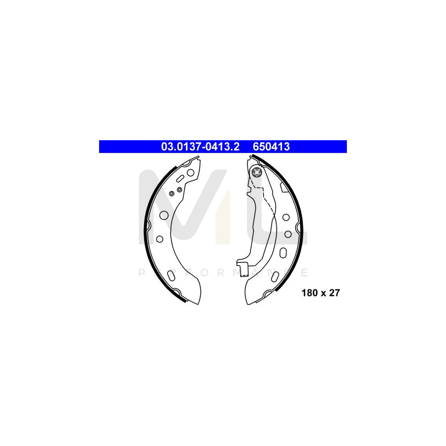 ATE 03.0137-0413.2 Brake Shoe Set for NISSAN Micra II Hatchback (K11) with lever
