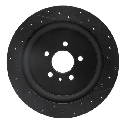 R1 Concepts R1 13-14 Ford Mustang Rear Left Drilled & Slotted Black Brake Rotor