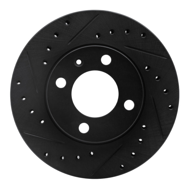 R1 Concepts R1 80-08 Audi 4000 Front Left Drilled & Slotted Black Brake Rotor