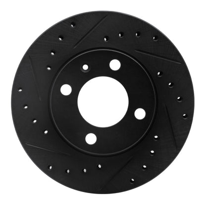 R1 Concepts R1 80-08 Audi 4000 Front Left Drilled & Slotted Black Brake Rotor