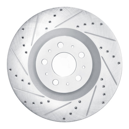 R1 Concepts R1 20-25 Tesla Model Y Front Left Drilled & Slotted Silver Brake Rotor