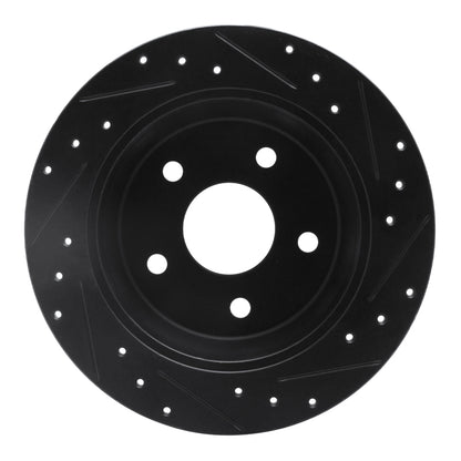 R1 Concepts R1 99-04 Jeep Grand Cherokee Rear Left Drilled & Slotted Black Brake Rotor