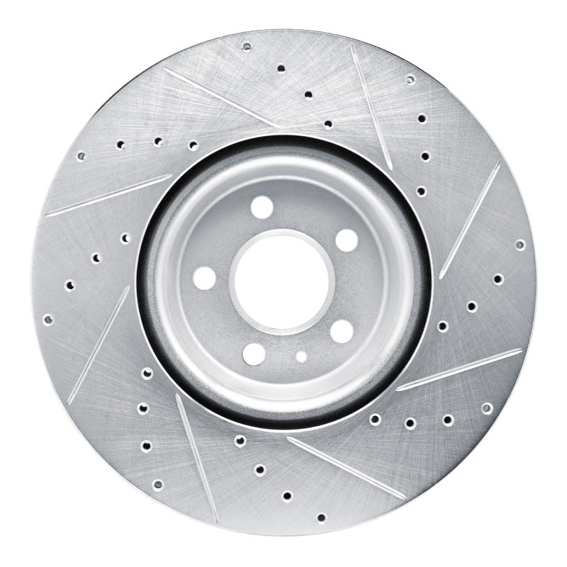 R1 Concepts R1 18-25 Audi S5 Front Left Drilled & Slotted Silver Brake Rotor