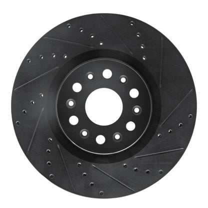 R1 Concepts R1 2017-2025 Buick Enclave Front Right Drilled & Slotted Black Brake Rotor