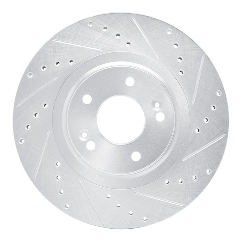 R1 Concepts R1 13-20 Hyundai SANTA FE Front Right Drilled & Slotted Silver Brake Rotor