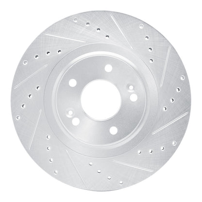 R1 Concepts R1 13-20 Hyundai SANTA FE Front Right Drilled & Slotted Silver Brake Rotor