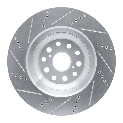 R1 Concepts R1 07-23 Lexus LS600h Left Front Drilled & Slotted Silver Brake Rotor