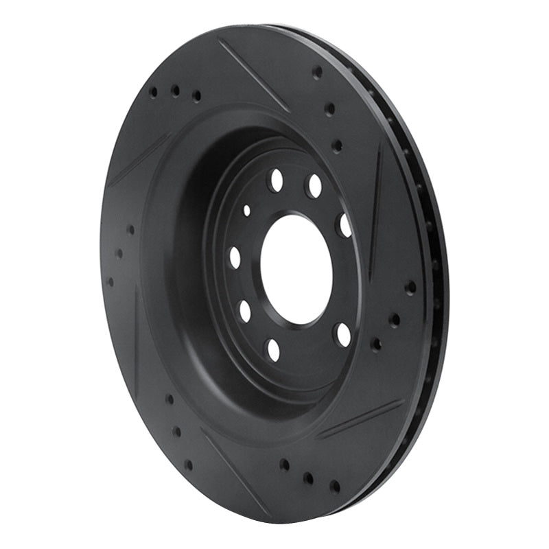 R1 Concepts R1 03-11 Cadillac BLS (Mexico) Rear Left Drilled & Slotted Black Brake Rotor