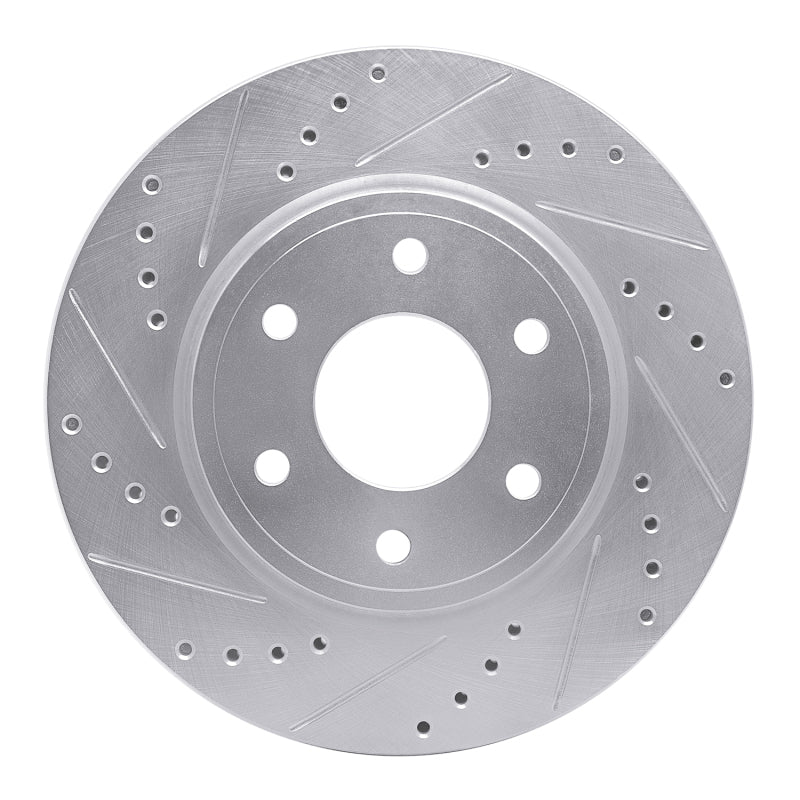 R1 Concepts R1 05-21 Nissan Frontier Front Left Drilled & Slotted Silver Brake Rotor