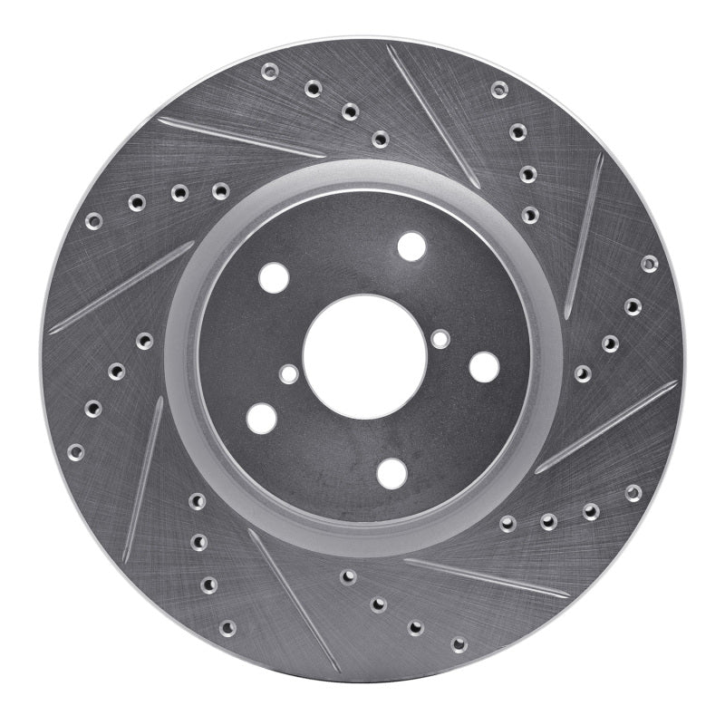 R1 Concepts R1 06-21 Subaru WRX Front Right Drilled & Slotted Silver Brake Rotor