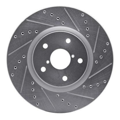 R1 Concepts R1 06-21 Subaru WRX Front Right Drilled & Slotted Silver Brake Rotor