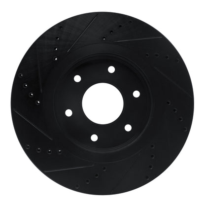 R1 Concepts R1 05-07 Infiniti QX56 Front Right Drilled & Slotted Black Brake Rotor