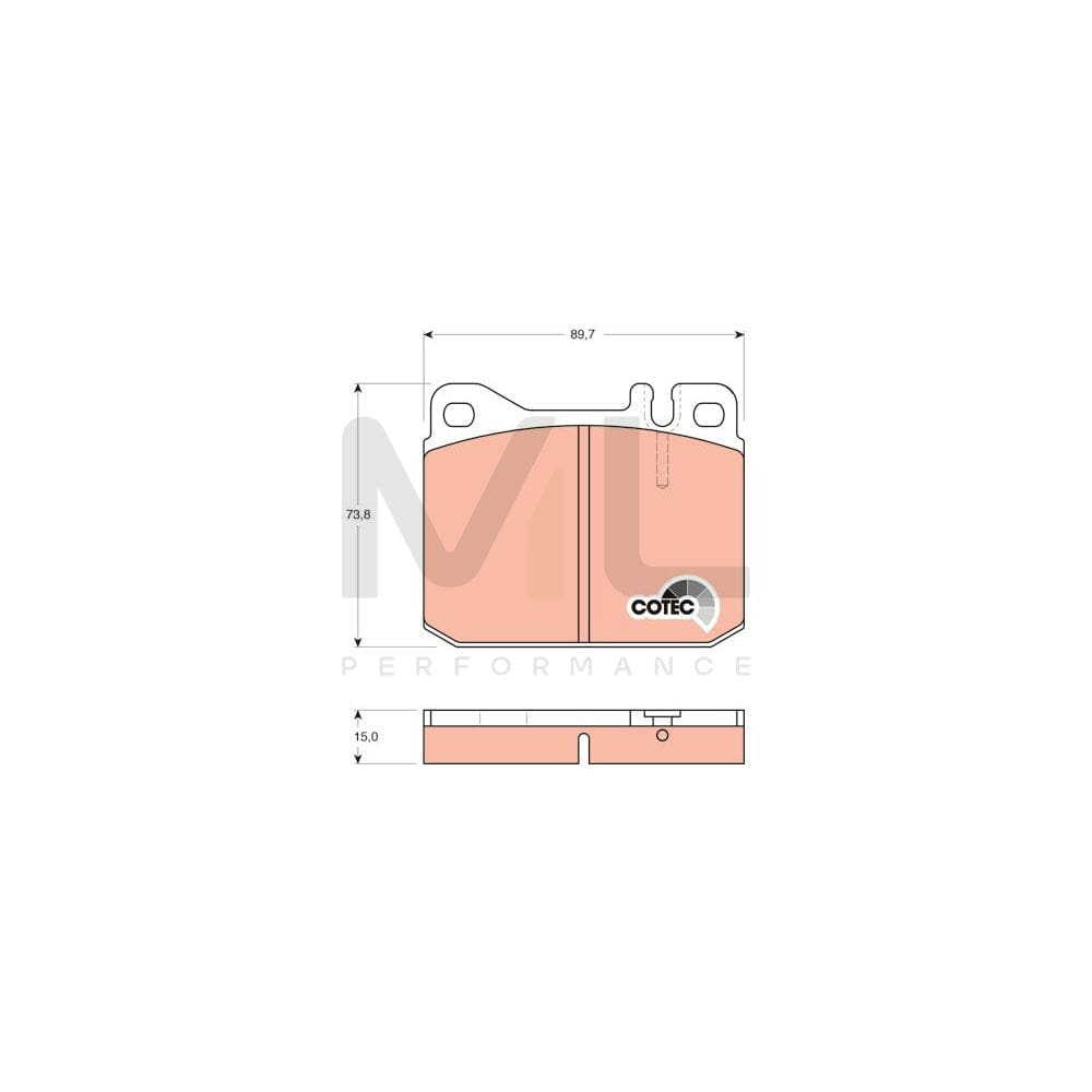 TRW Cotec Gdb242 Brake Pad Set Prepared For Wear Indicator