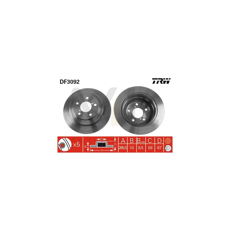 TRW DF3092 Brake Disc Solid, Painted  - 1 piece