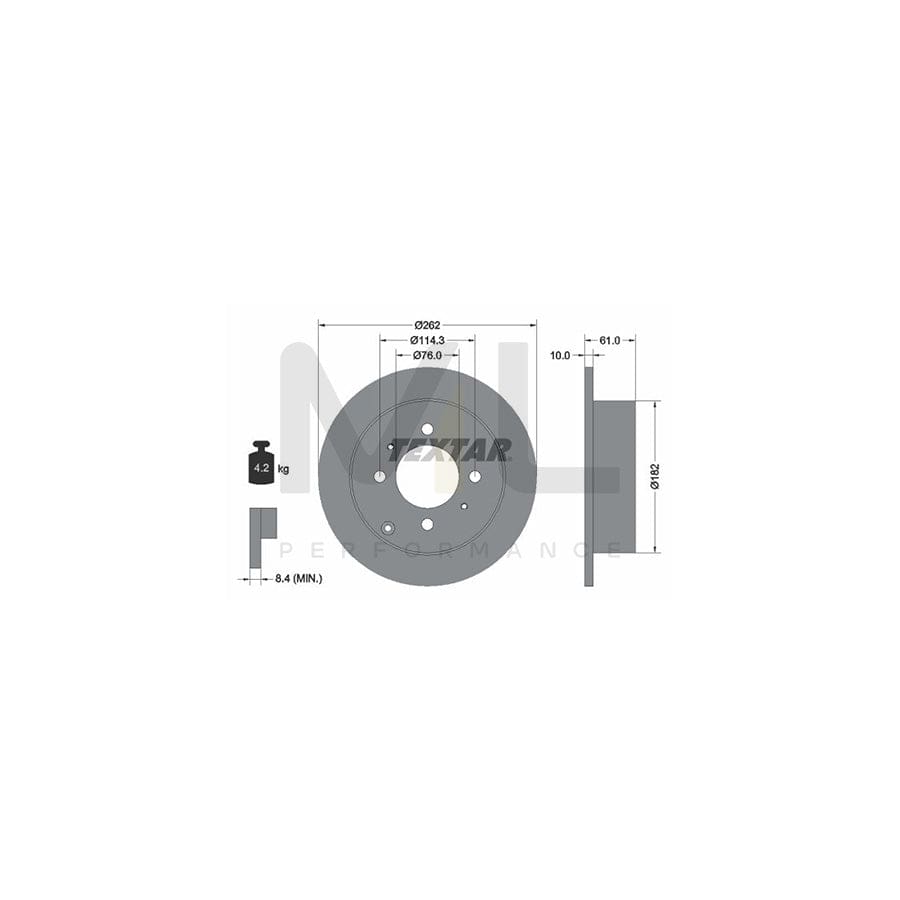 TEXTAR 92130900 Brake Disc Solid, without wheel hub, without wheel studs  - 1 piece