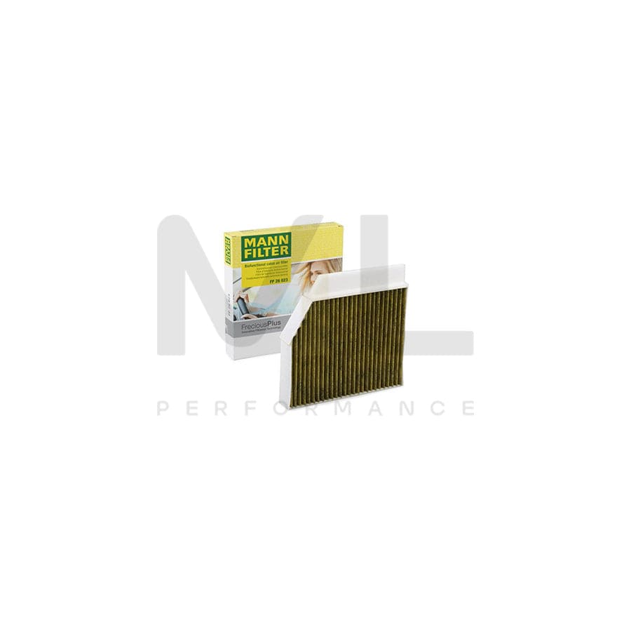 MANN-FILTER FP 26 023 Pollen filter Activated Carbon Filter, Activated Carbon Filter with polyphenol, Particulate filter (PM 2.5), with antibacterial action, with fungicidal effect