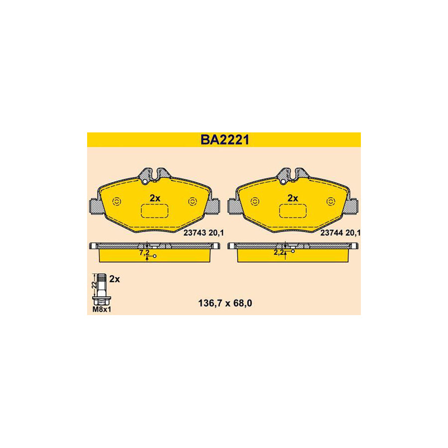 Barum Ba2221 Brake Pad Set Suitable for Mercedes-Benz E-Class