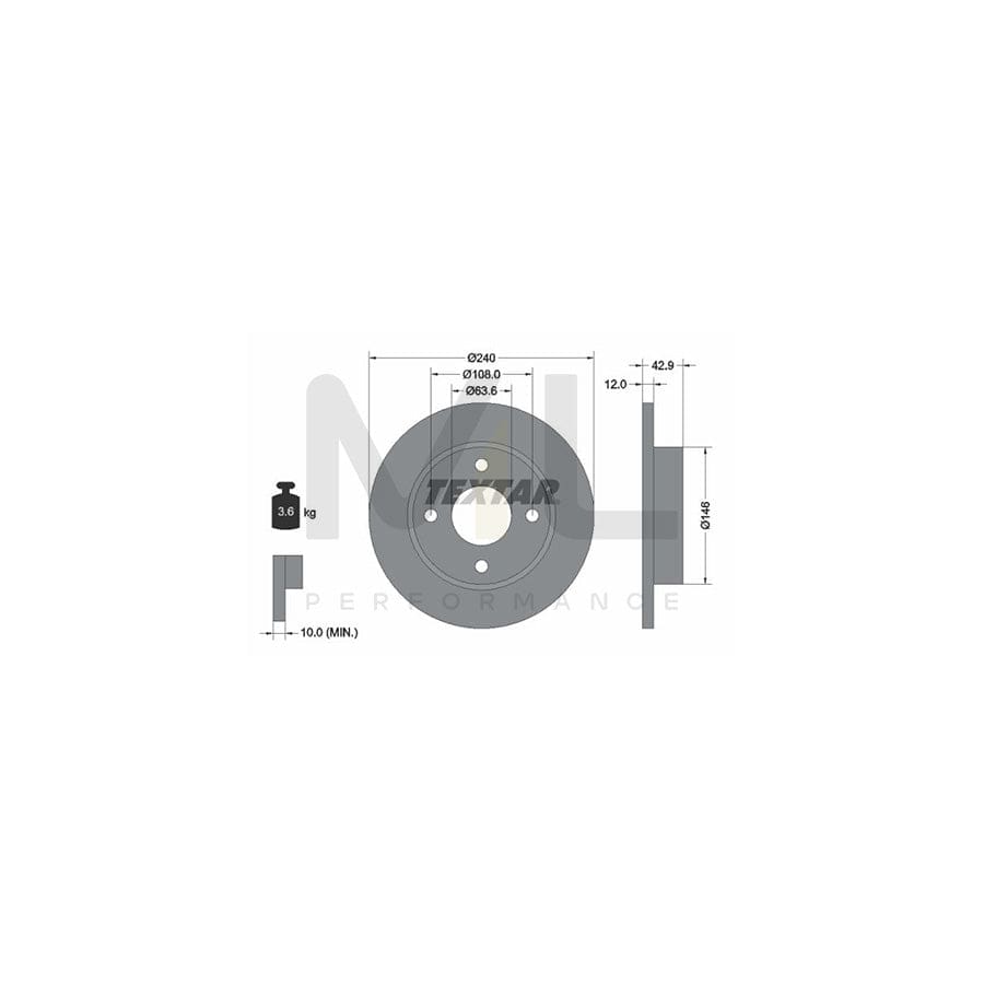 TEXTAR 92075300 Brake Disc Solid, without wheel hub, without wheel studs  - 1 piece