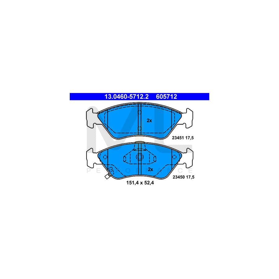 ATE 13.0460-5712.2 Brake pad set for KIA CLARUS with acoustic wear warning