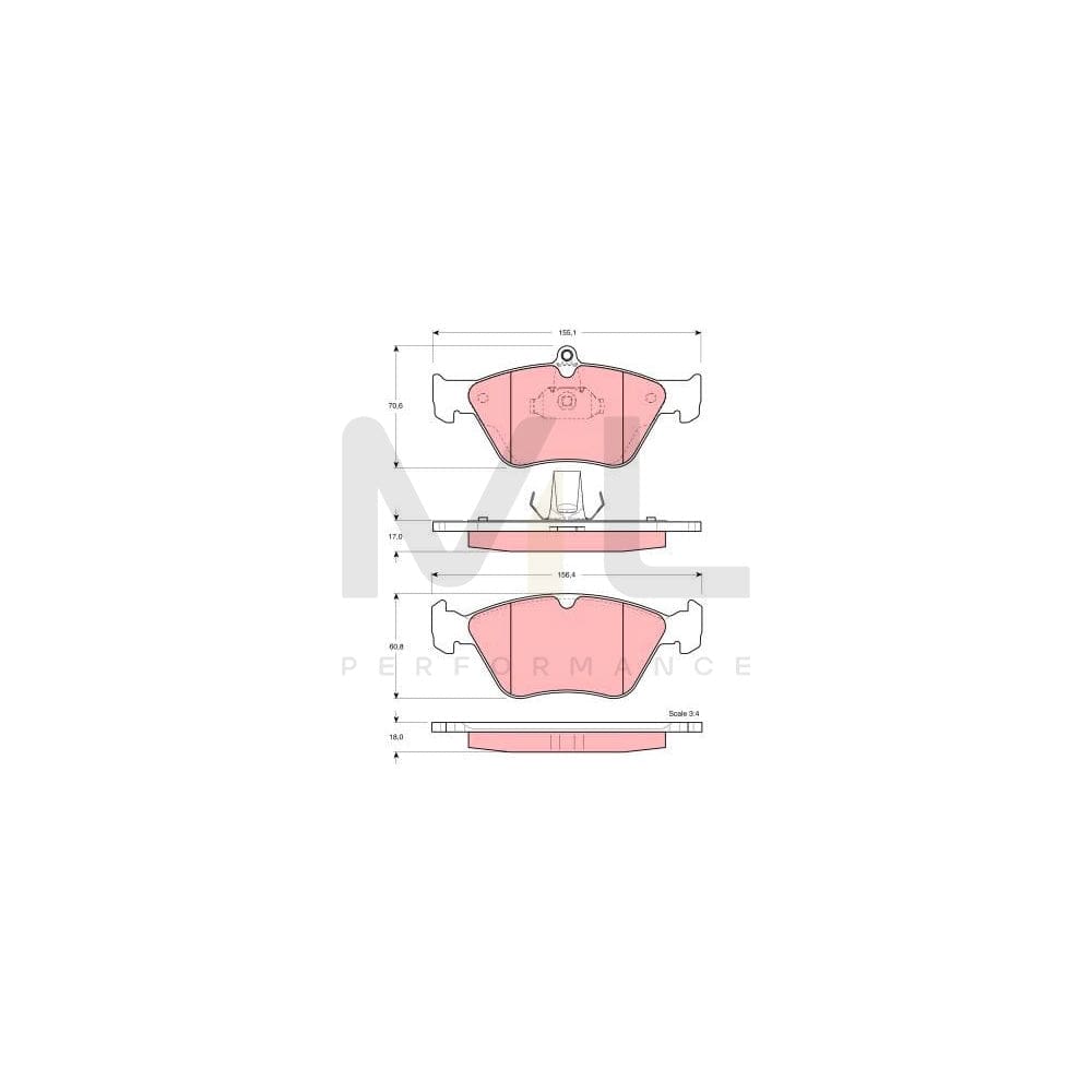 TRW Gdb1166 Brake Pad Set Prepared For Wear Indicator