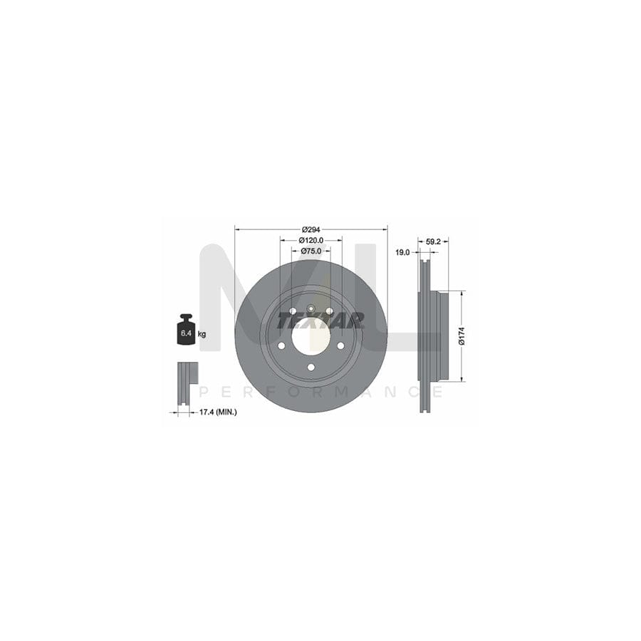 TEXTAR PRO+ 92097305 Brake Disc for BMW 3 Series Externally Vented, Coated, High-carbon, without wheel hub, without wheel studs  - 1 piece