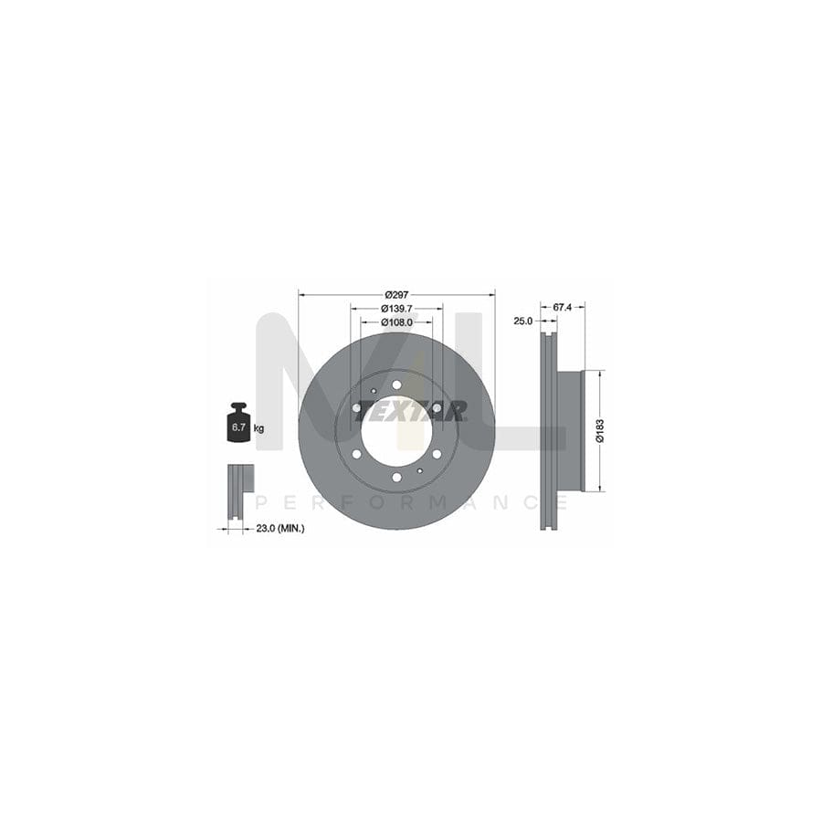 TEXTAR 92222600 Brake Disc Internally Vented, without wheel hub, without wheel studs  - 1 piece