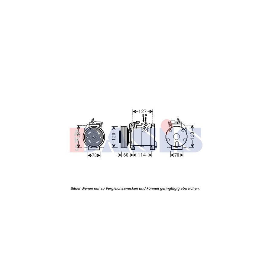 AKS Dasis 851914N Compressor, Air Conditioning for Chrysler Voyager IV (Rg, Rs)