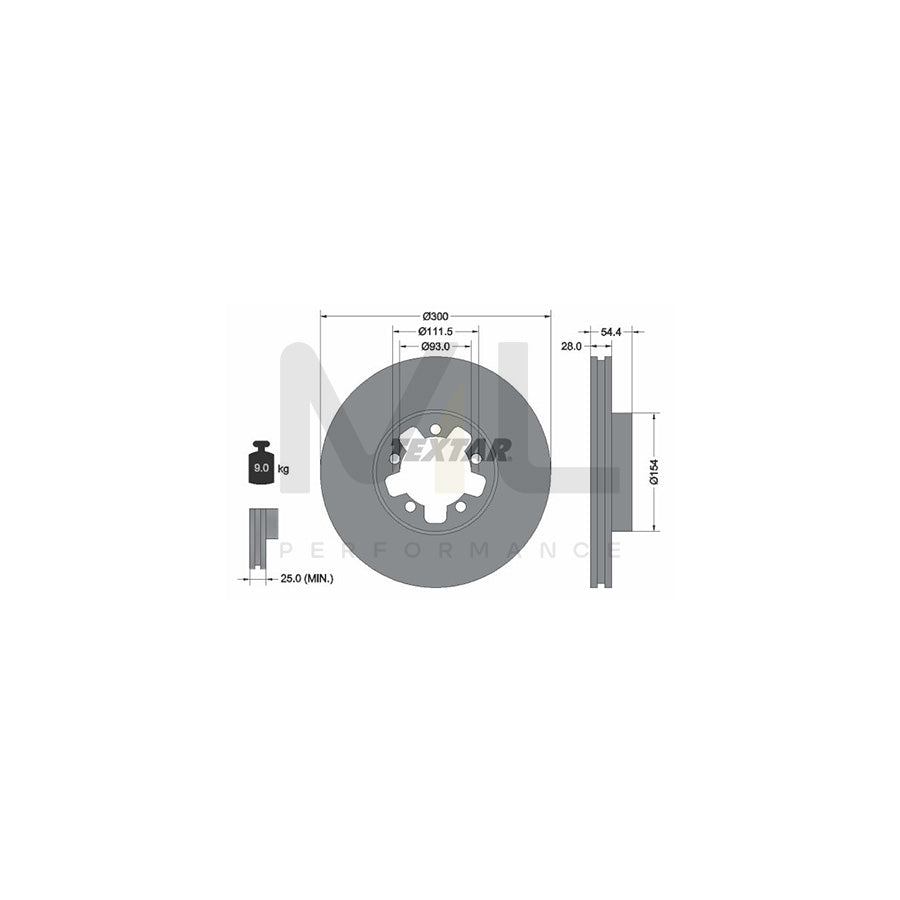 TEXTAR 92151900 Brake Disc for FORD TRANSIT Internally Vented, without wheel hub, without wheel studs  - 1 piece
