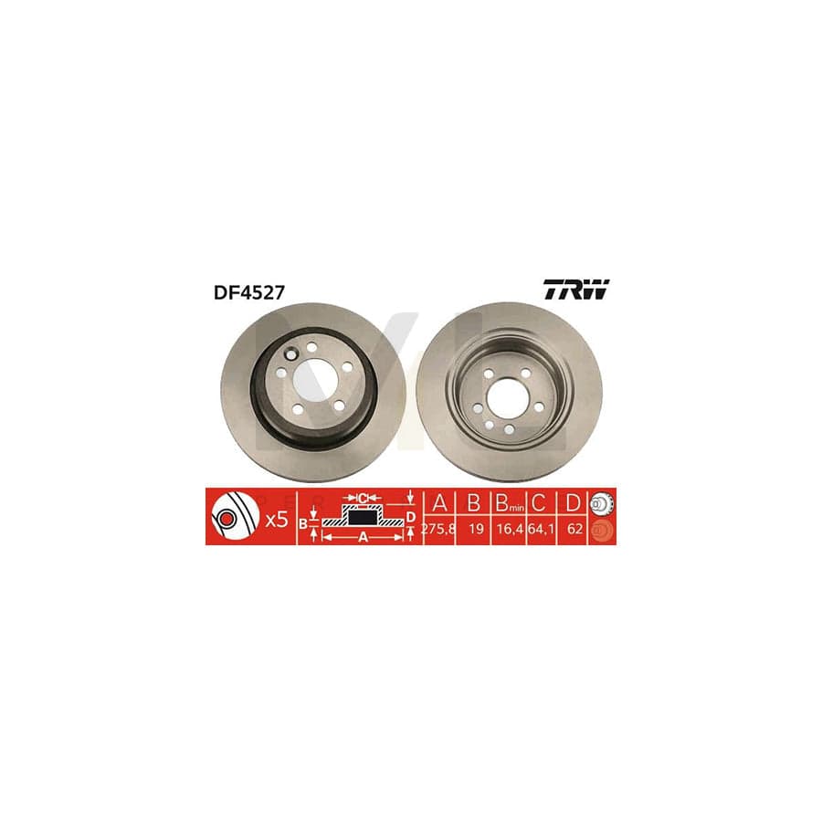 TRW DF4527 Brake Disc Vented, Painted  - 1 piece