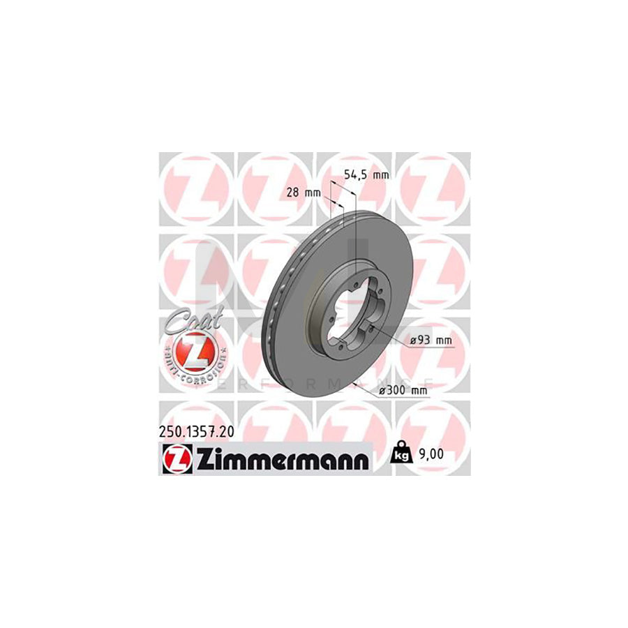 ZIMMERMANN COAT Z 250.1357.20 Brake Disc for FORD TRANSIT Internally Vented, Coated  - 1 piece