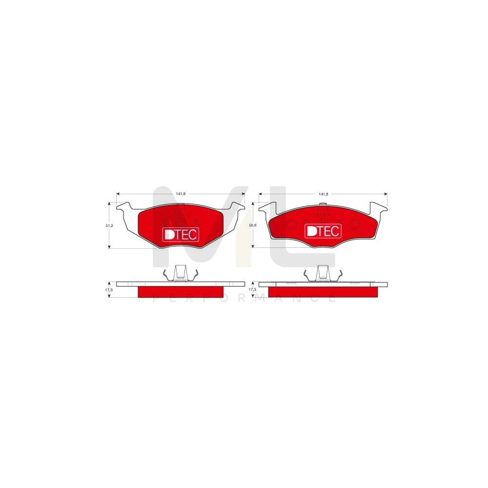 TRW Dtec Cotec Gdb1274Dte Brake Pad Set Not Prepared For Wear Indicator