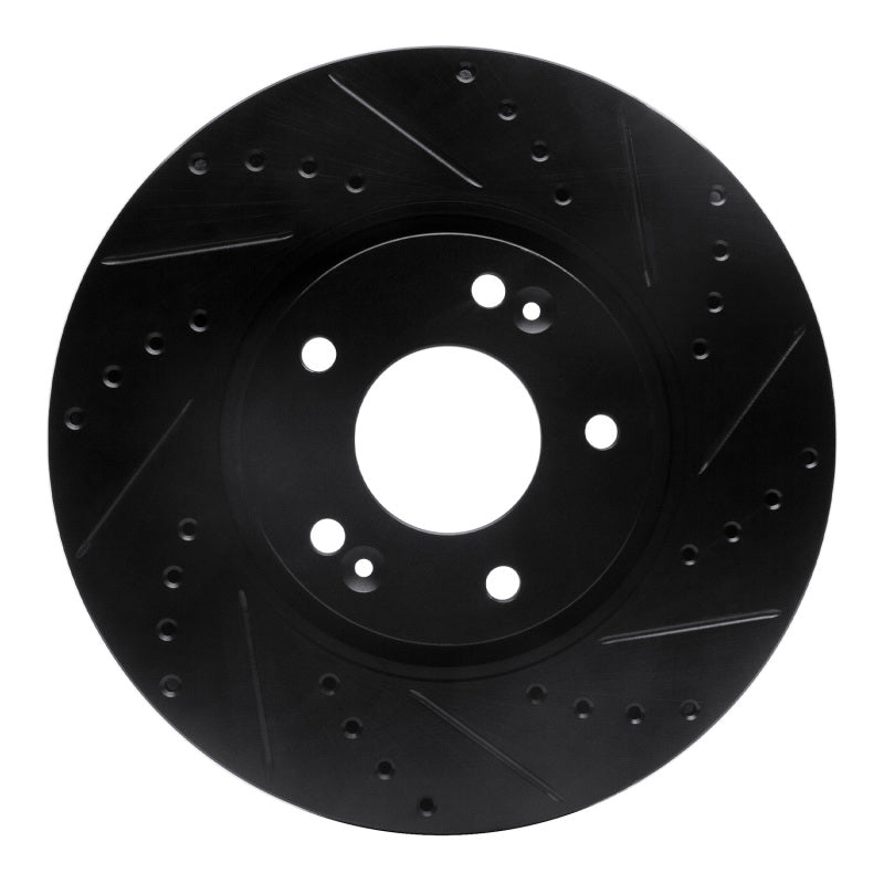 R1 Concepts R1 15-19 Kia Soul EV Front Right Drilled & Slotted Black Brake Rotor