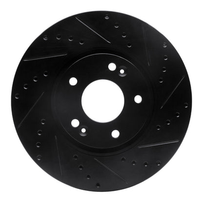 R1 Concepts R1 15-19 Kia Soul EV Front Right Drilled & Slotted Black Brake Rotor