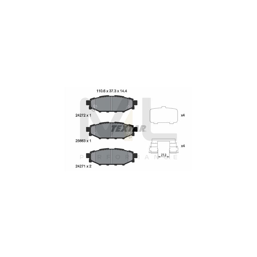 TEXTAR 2427201 Brake pad set for TOYOTA GT86 Coupe without acoustic wear warning, with accessories